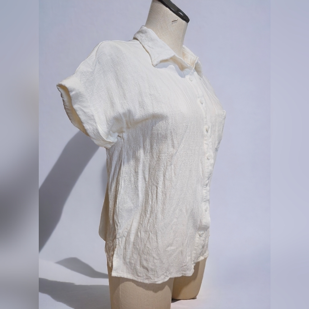 Lulus Womens White Button Down Shirt [S]